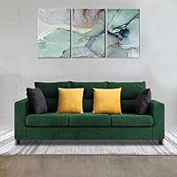 GRAPEWOOD - Krazel 3 Seater L Shape Sofa Set for Living Room (Green Fabric)