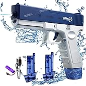 VikriDA High Pressure Holi Pichkari Electric Water Blaster Gun, Automatic Squirt Gun with 300CC Excellent Range 25-32 Feet with 2 Water Clip - Blue