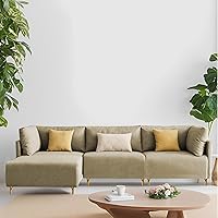 Casaliving Salina LHS 4 Seater L Shape Sofa Set for Living Room (Cream) Premium Fabric Sofa
