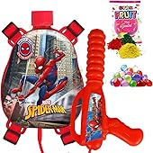 GRAPHENE Red Holi Pichkari Water Gun for Kids 500ml Back Holding Water Tank Pichkari High Pressure 1 Pkt Gulal & 100 Water Balloons Spider Man Water Spray Pistol Gun ISI Approved