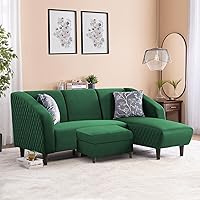 BRAXTON Aaenzo RHS 4 Seater L Shape Sofa Set with Center Table for Living Room (Green) Premium Fabric Sofa