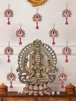 JH Gallery Lotus Hangings for Decoration/ Floral Wall Hangings For Temple Decor,Multicolor (Pack of 6) Wooden & Velvet