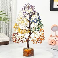 HindCraft Seven Chakra Crystal Tree Good Luck Showpiece for Home Decor Items Crystals Gemstones Bonsai Money Tree for...